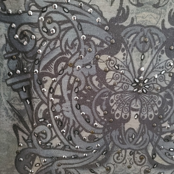 Green Source Women's Dark Green Crown Monarchy Blingy Shirt, Size S - Picture 6 of 12